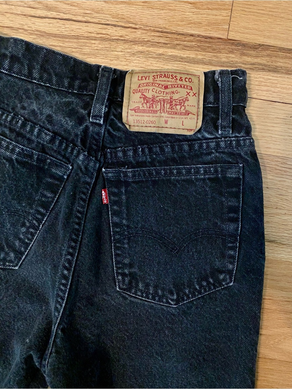 Vintage 90s Levis 512 Black Washed Denim Jeans USA Made 23”x27” - Picture 4 of 15